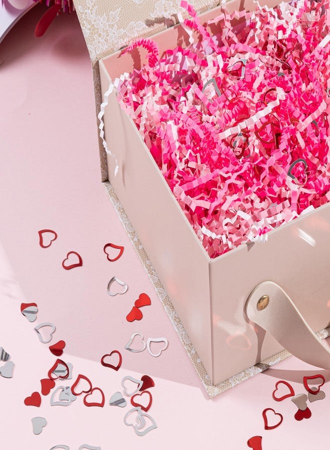 Jocomoni 17.6oz Valentine's Day Crinkle Cut Paper Shred Filler Pink White Crinkle Cut Paper with Heart Confetti Raffia Paper Filler for Gift Wrapping Packaging Filling Party Supply - Image 4